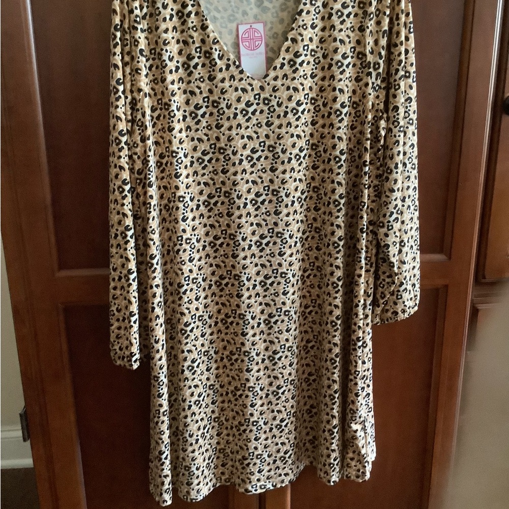 V neck dress with long bell sleeves